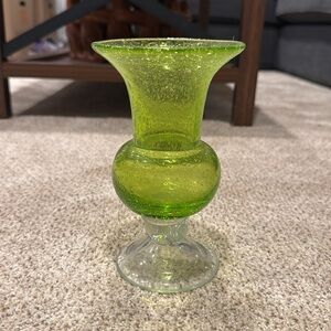 Decorative green glass vase